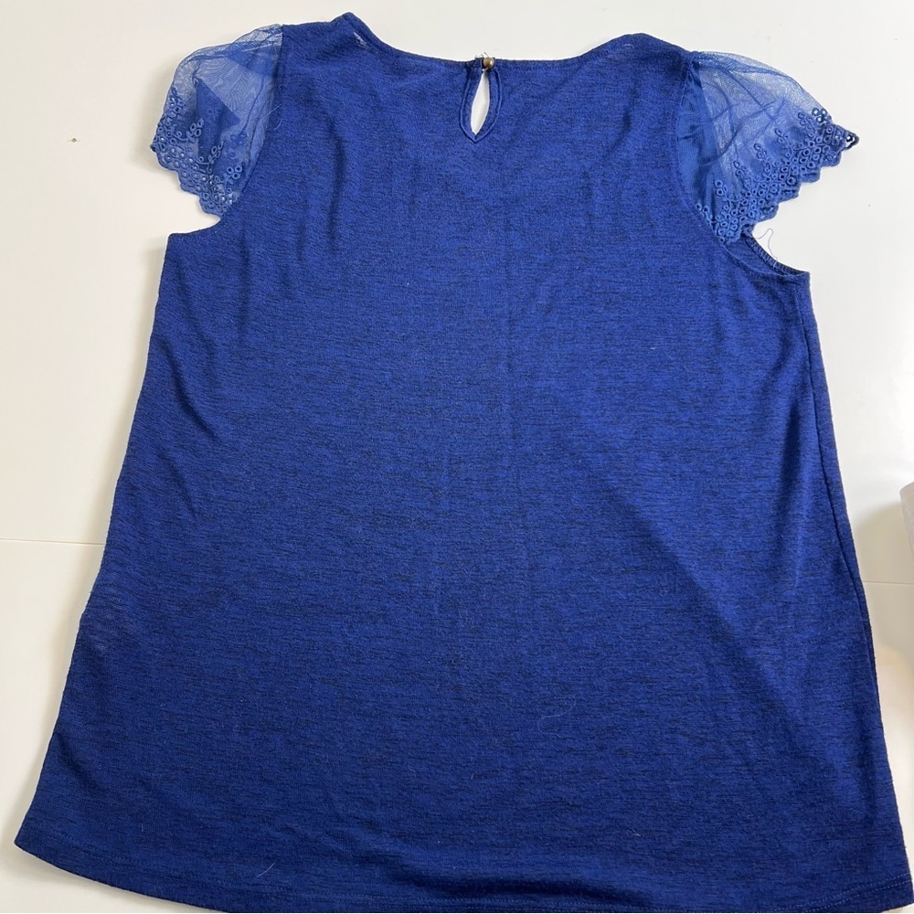 Twik Royal Blue Lace Sleeve Blouse - Picture 2 of 9